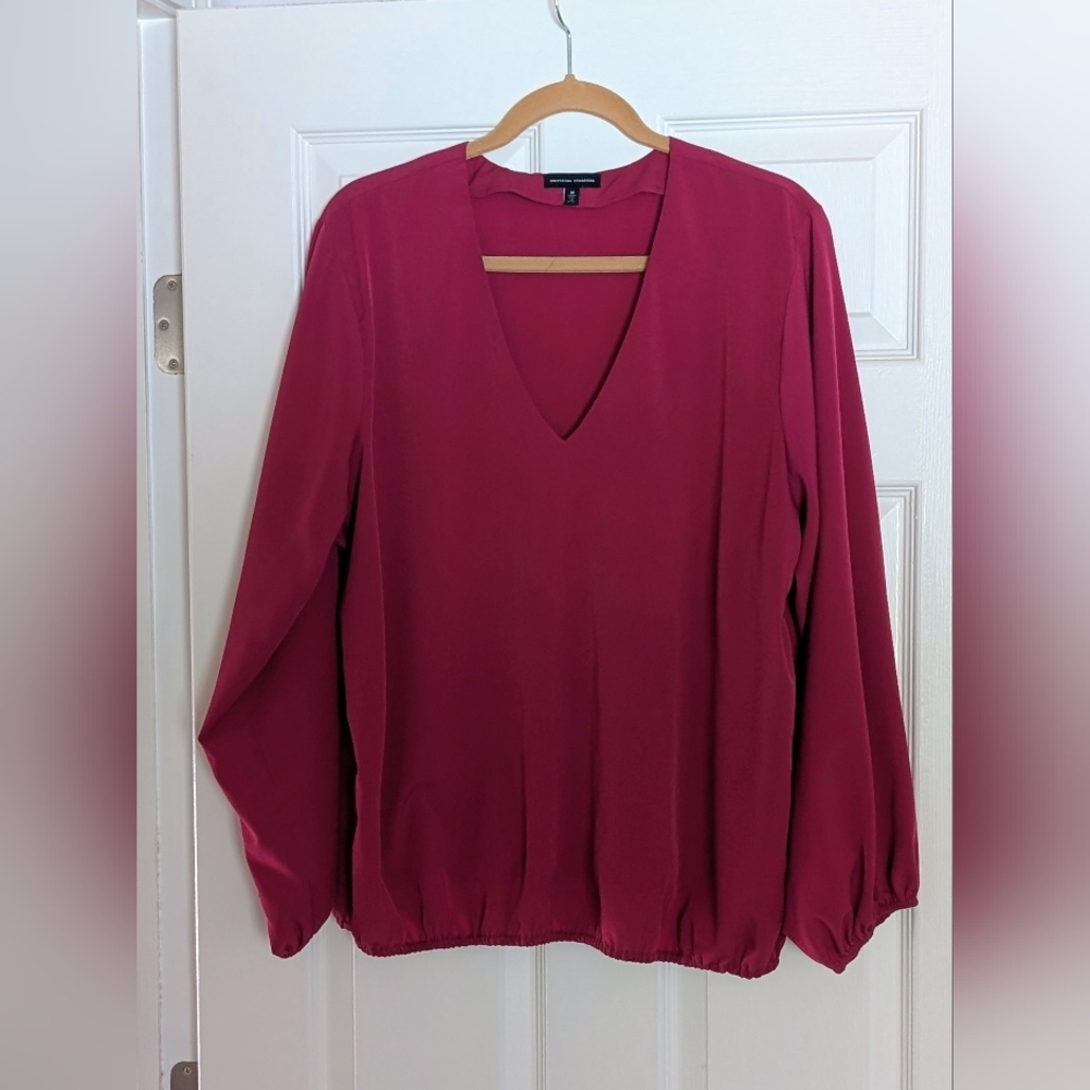 Universal Standard Balloon Sleeve Blouse, Deep Raspberry, US sz M (18-20)
